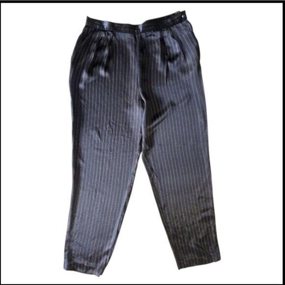Black Pinstripe Women's Pants - Picture 3 of 13